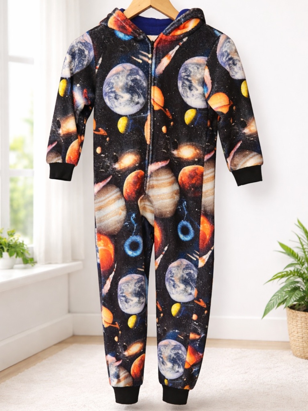 The Children’s Place Space Pajamas 5/6 Galaxy Fleece Hooded Sleeper